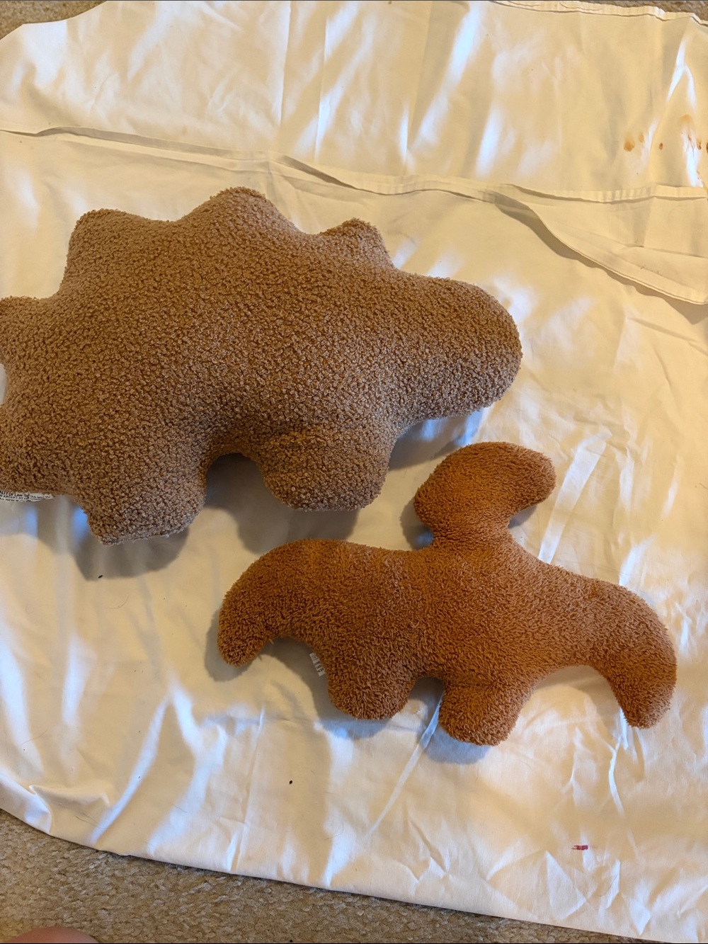 2 Plush Dinosaur Nugget throw Pillows